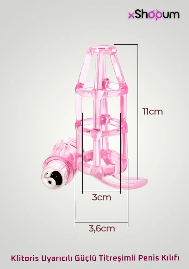 xShopum Klitoris Uyarıcılı Güçlü Titreşimli Penis Kılıfı