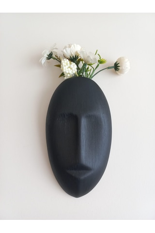 Dekoratif Mask Duvar Vazosu, Duvar Dekoru ,heykel Duvar Süsü,siyah