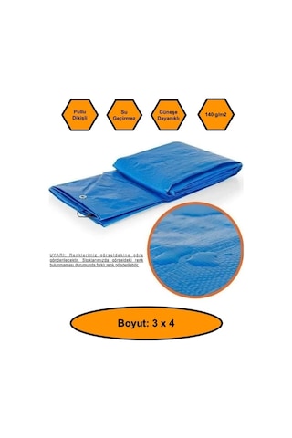 Ebatlı Branda. 3x4 Çadır 140 Gr/m2 Su Geçirmez Kamyon Saman İnşaat Gölgeeme Çadırı