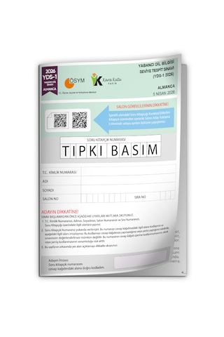 Yds Almanca 2026/1 Yabancı Dil Sınavı Ösym Tıpkı Basım Çıkmış Soru Deneme Kitapçığı E-yds Uygun