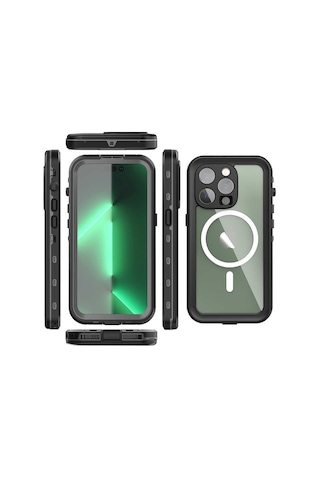 Ardemix Apple iPhone 14 Pro Uyumlu 1-1 Su Geçirmez Kılıf-siyah Siyah