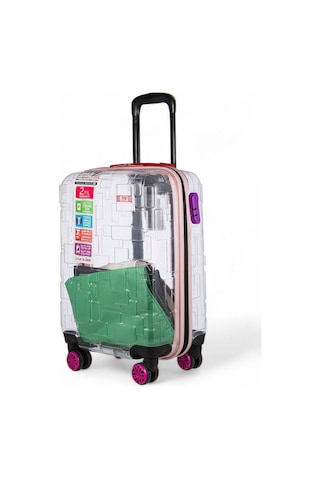 Bilik Deri Açık Pembe Unisex Kabin Boy Valiz 10136-k Açık Pembe
