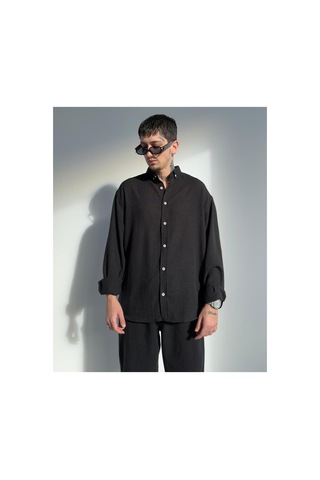 Zaee Oversize Keten Gömlek Siyah