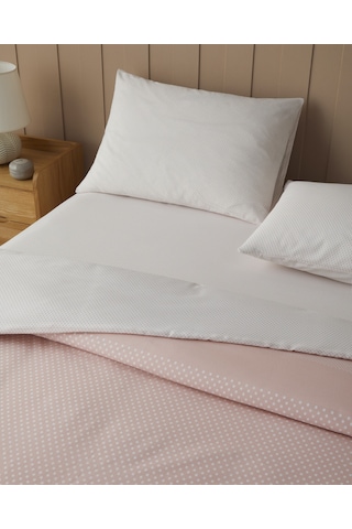 English Home Sweet Dots Kolay Ütülenir Çift Kişilik Çarşaflı Nevresim Takımı 200x220 Cm Açık Mavi Pembe
