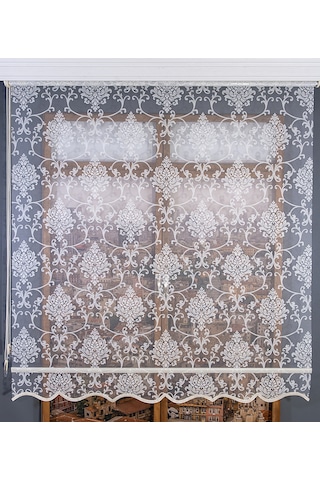 Çift Mekanizmalı Simli Tül Stor Perde Beyaz