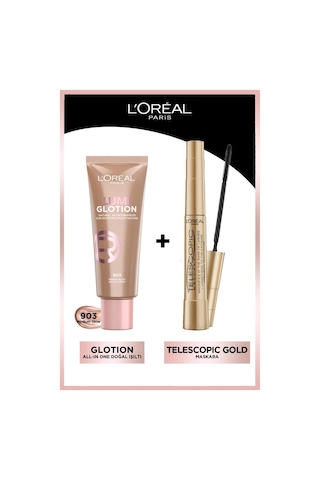 L'Oréal Paris Telescopic Maskara + Glotion All-In-One Doğal Işıltı 903 Medium Glow