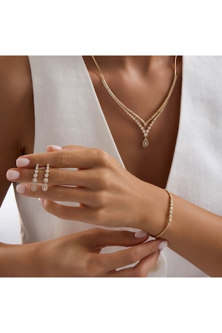 Kombin Prenses Damla Sarı Altın Takı Seti T14331