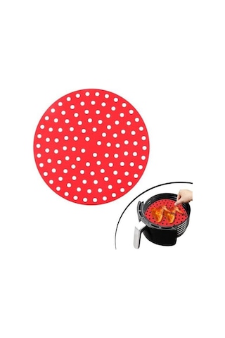 Renkli Isıya Dayanıklı Yıkanılabilir Silikon Fırın Ve Airfryer Yuvarlak Pişirme Matı 23 Cm Kahverengi
