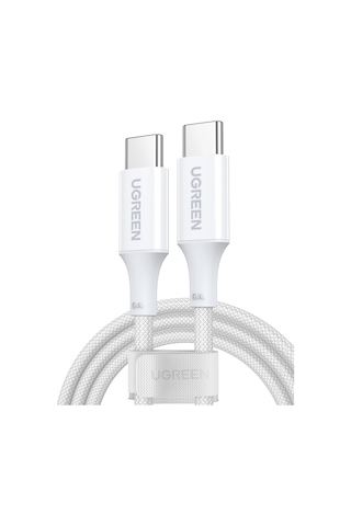 Ugreen Usb-c 100w 3a Qc Pd Silikon Örgülü Hızlı Şarj Kablosu, 1 Metre, Beyaz, 15267