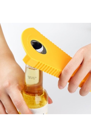 Konserve Şişe Açacağı Hafif Emek Tasarrufu Sağlayan Plastik Çok Amaçlı Kavanoz Kaymaz Şişe Açacağı Mutfak İçin Sarı