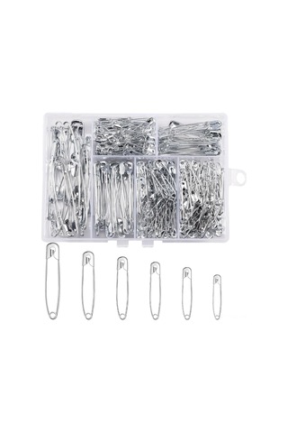 Tenfowee 250 Adet Çeşitli Boyutlu Nikel Kaplı Çelik Güvenlik İğne Seti, Depolama Kutusuyla Etiket Sabitleyici İğneler Paketi