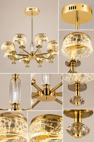 8'li Modern Premium Gold 3 Renkli Ledli Sarkıt Avizesi Salon Mutfak Oturma Odası Şık Modelleri 45w