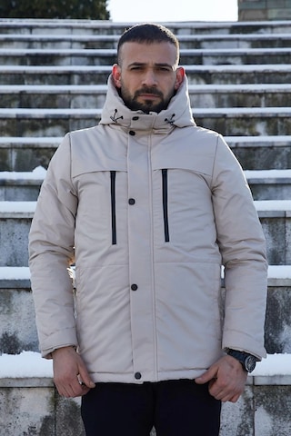 Spor Erkek Polarlı Kürklü Su Ve Rüzgar Geçirmez Kapüşonlu Mont Parka-100 Taş
