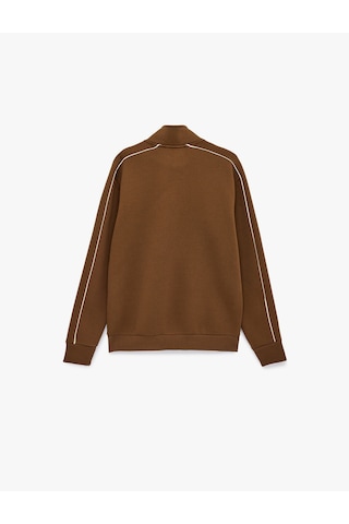 Koton Uzun Kollu Regular Fit Yarım Fermuarlı Sweatshirt Kahverengi 6sam70031mk Kahverengi