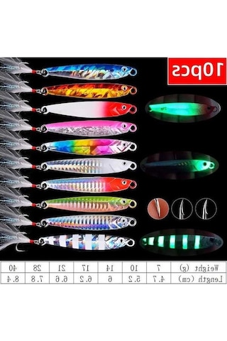 Tongxida 5/10 Adet Metal Balik Lures Yavaş Döküm Kaşek Jig Balikçırk Cazibesi Seti 10 Adet A 40g
