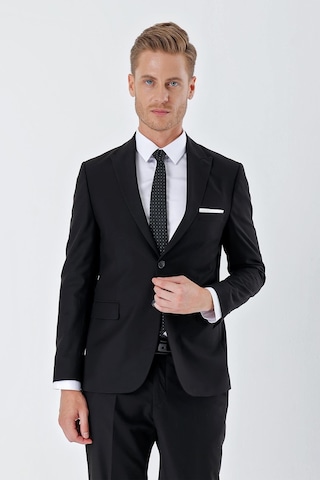 İmza Siyah Gabardin Kırlangıç Yaka 6 Drop Slim Fit Dar Kesim Basic Takım Elbise 1001240011-siyah Siyah