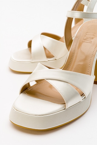 Henry Ekru Bej Saten Kadın Platform Topuklu Ayakkabı Bej - Ekru