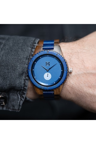 Zebrino Zbr-kn-bl Kineto Wood Blue Ahşap Erkek Kol Saati 45 Mm