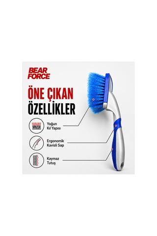 Robeve Bear Force Lastik Temizleme Fırçası Ergonomik Saplı Yoğun Kıllı Oto Lastik Ve Davlumbaz Temizleme Fırçası, Araç Lastik Yanak Temizleme Fırçası, Detay Temizlik Fırçası