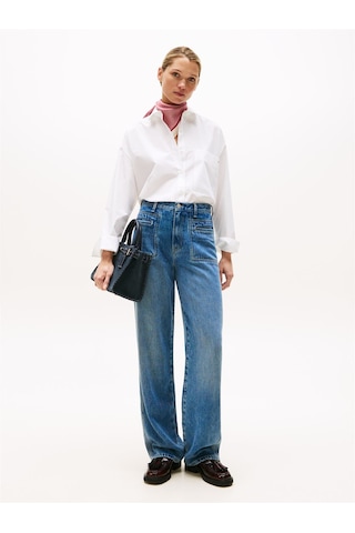 Tommy Hilfiger Ess Poplın New Easy Shırt Kadın Beyaz Gömlek - Ww0ww45892