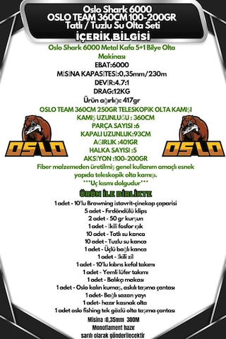 Oslo Shark 6000 Oslo Team 360cm 100-200gr Tatlı/tuzlu Su Olta Seti