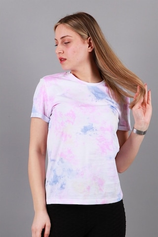 Kadın Bisiklet Yaka T-shirt Tşört Pembe