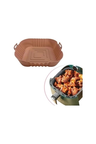 Buffer Renkli Isıya Dayanıklı Yıkanılabilir Silikon Fırın Airfryer Kare Model Pişirme Matı 20 Cm