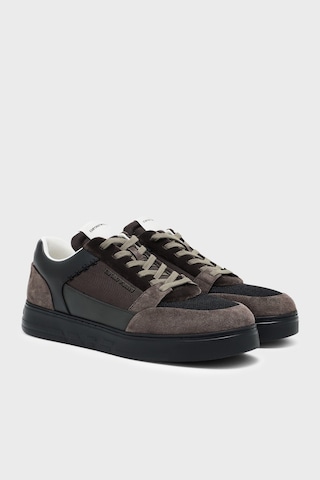 Emporio Armani Süet Detaylı Sneaker Ayakkabı Erkek Ayakkabı Em004836 Af23155 M6489 Kahve-siyah