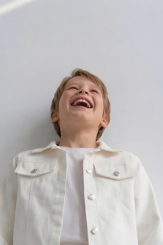 Esila Kids Erkek Çocuk Gabardin Ceket Yazlık İnce Ceket Beyaz