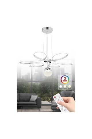 İstanbul Avize Papatya Gümüş 3 Renk Ledli Kumandalı Modern Led Avize Gümüş