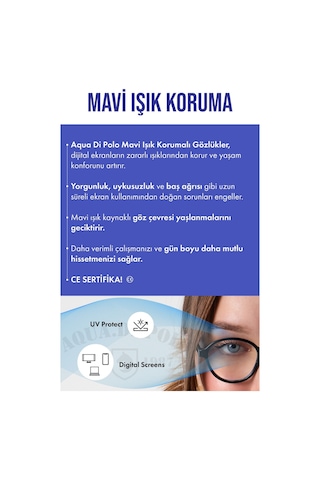 Aqua Di Polo 1987 Apso000302 Unisex Mavi Işık Koruyucu Gözlük Mavi