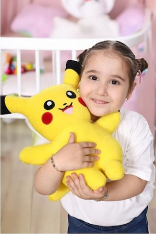 Büyük Boy Pokemon Pikachu Peluş Oyuncak Pokemon Pikaçu Oyuncak 40 Cm Açık Sarı