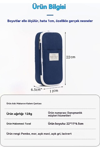 Aurora Büyükkapasiteli Macaroon Renk Uyumlu Kalemçantasıkoyu Maavi Mavi