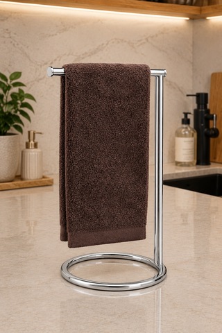 Parlak Silver Dikey Havluluk Havlu Askılığı Tezgah Üstü Banyo Mutfak Organizer Paslanmaz Metal Gümüş