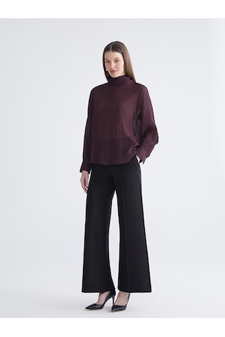 Lcwaıkıkı Classic Bordo Dik Yaka Dokulu Bluz