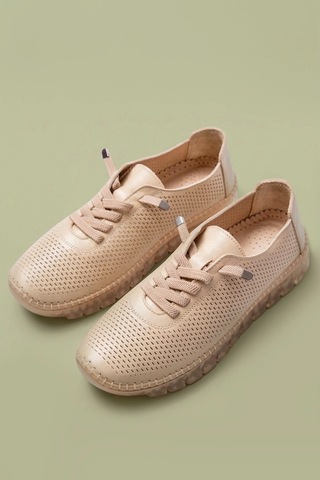 Analin Shoes Hakiki Deri Kadın Casual Ayakkabı Bej