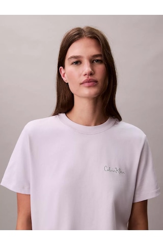 Calvin Klein Kadın Regular Fit Yuvarlak Yakalı %100 Pamuklu Kısa Kollu Mor T-shirt Lv047e809g-2ık-12827 Mor