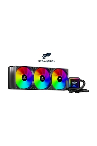 Tr360 Argb Sıvı Soğutucu Siyah Renk Derece Göstergeli İşlemci Soğutucu Fanı Siyah