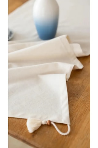 Rosehan Üçgen Uçlu Organik Ham Keten Runner 40 X 150 Cm