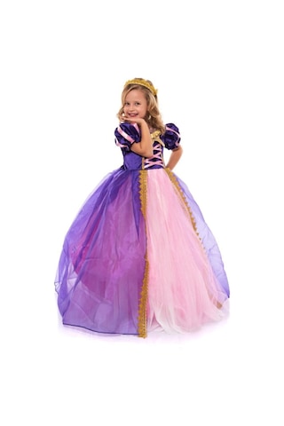 Patiska Nostalji Rapunzel Kostümü Pembe-mor