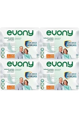 Evony Belbantlı Yetişkin Hasta Bezi Large 120 Adet 4x30 Paket L Evony Belbantlı Yetişkin Hasta Bezi Large 120 Adet 4x30 Paket L