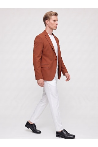 Plus Scorpion Kiremit Erkek Slim Fit Blazer Ceket Şık, Modern, Günlük Ve Ofis Kombinlerine Uygun Tek Düğmeli Erkek Ceketi