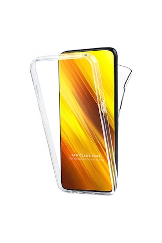 Teknomoda Xiaomi Poco X3 360 Kılıf Şeffaf Ön Arka Korumalı Silikon