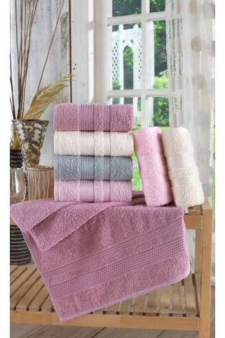 Zeynep Tekstil Stars Pamuklu El ve Yüz Havlu Seti 6'lı 50 x 90 CM Çok Renkli