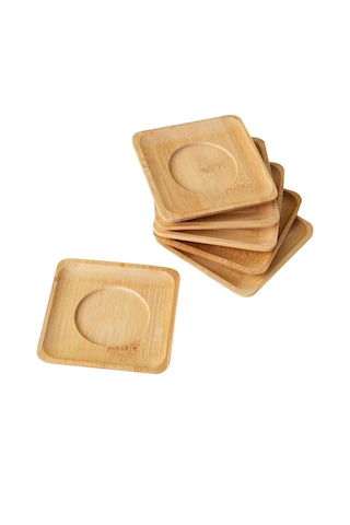6'lı Bambu Kare Çay Tabağı / Bardak Altlığı Bambu