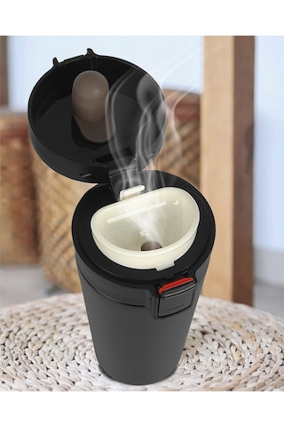 Paslanmaz Çelik 380 ml Çay Kahve Mug Termos Bardak - AL3114 Siyah