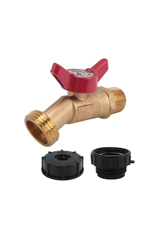 Xurunkeji Ibc Tote Bağlantı Parçası, 275-330 Galon Ibc Tote Tank Adaptörü İnce Dişli Tote Vanası, Kurşunsuz Pirinç Hortum Musluk Vanası Aracı Siyah