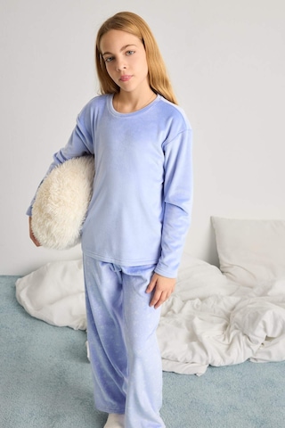 Defacto Pijama Takımı Polar Uzun Kollu Üst Uzun Alt Kız Çocuk D1068a825wnbe250 Mavi-be250