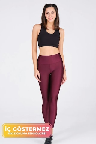 Enenstyle Fashıon Boutıque Kadın Konforlu Yeni Sezon Sporcu Modeli Yazlık Spor Taytı Fitness Gym Training Parlak Spor Tayt Bordo
