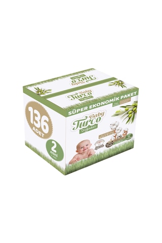 Baby Turco Doğadan Bebek Bezi 2 Numara Mini Süper Paket 136 Adet